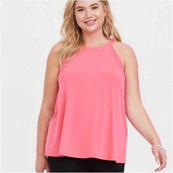 Torrid Studio Knit High Neck Tank Sleeveless Bubble Gum Pink Size 4X - Picture 1 of 8